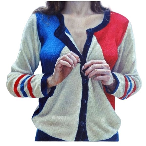 Dear Creatures Retro Style Knit Color Blocking Cardigan, Size M, NWOT - Picture 3 of 12